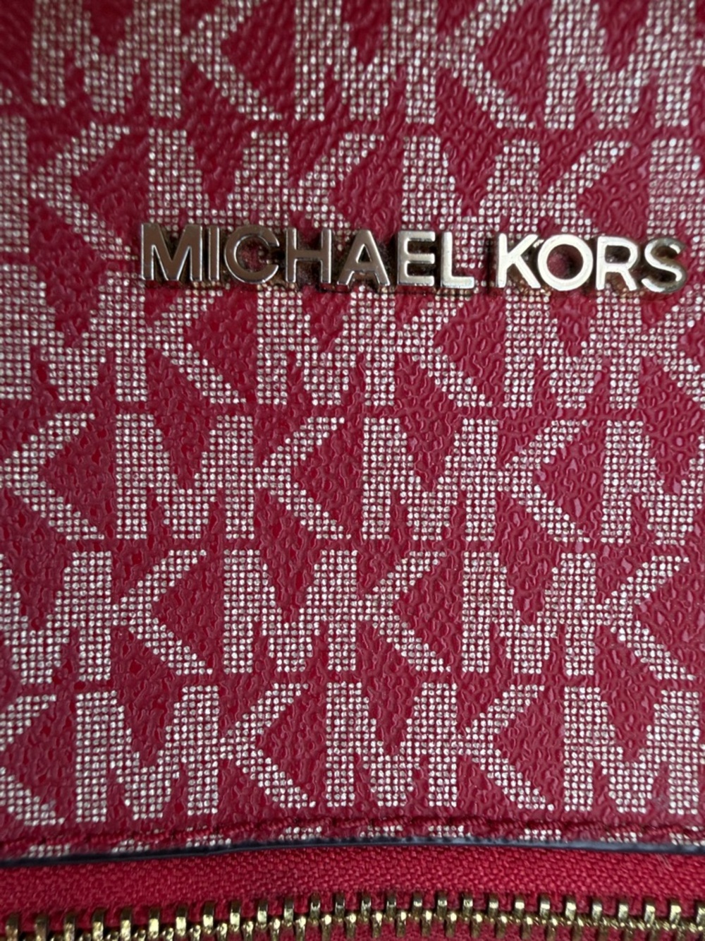 Michael Kors, GUC red & cream signature logo shoulder bag 14 x 9 "by 4 deep - Picture 5 of 14